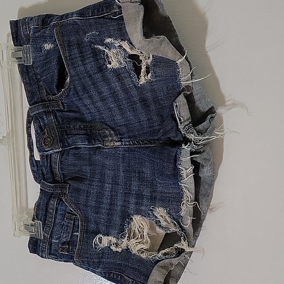 Eunina Lexi Low Rise Distressed Blue Denim Shorts - Picture 3 of 5